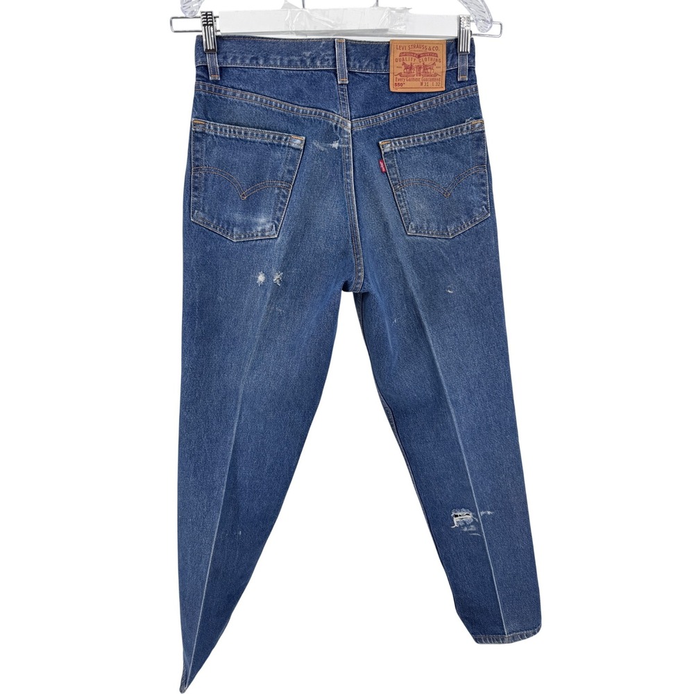 Vintage Levi's 550 Y2K 31x32 90s Red‎ Batwing USA Relaxed Fit Jeans Blue Mens - Picture 4 of 14